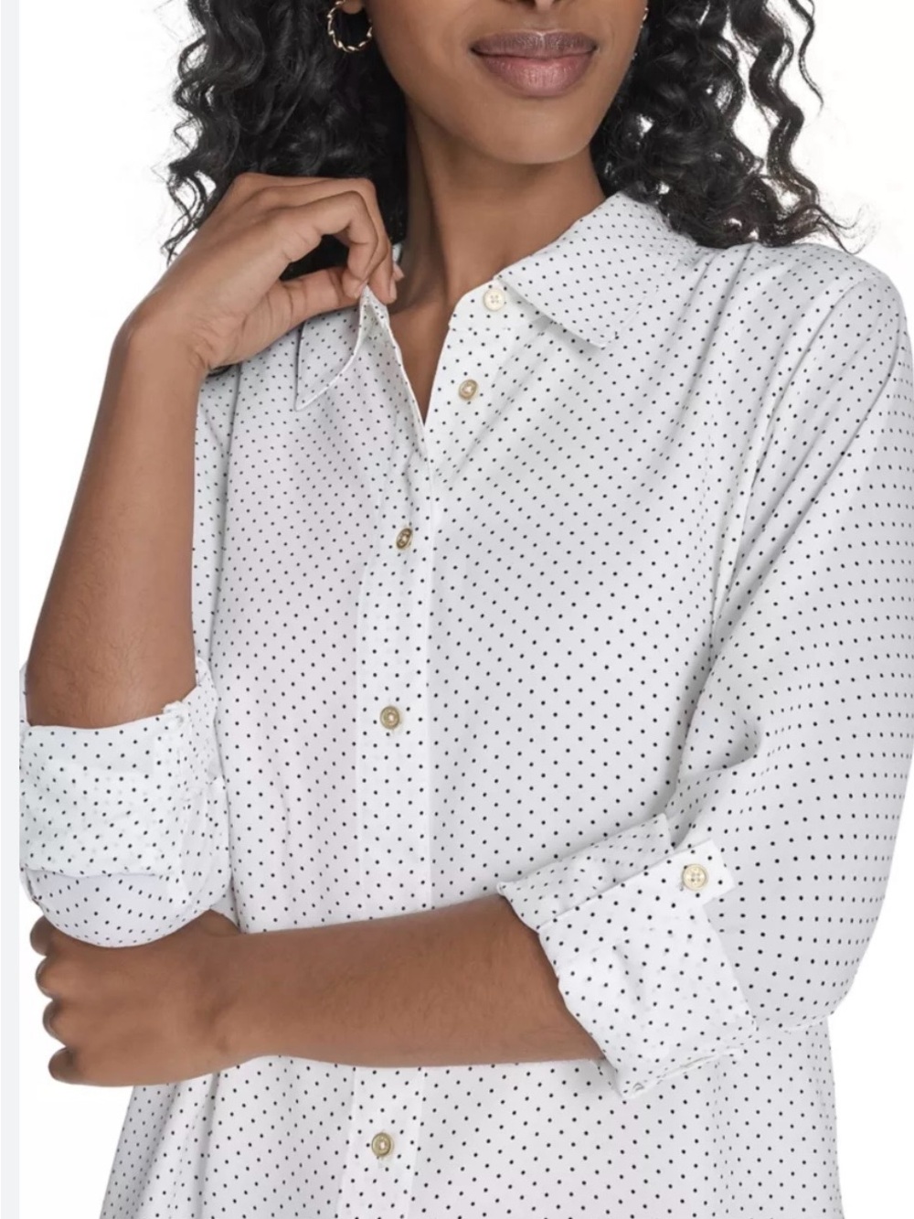 Tommy Hilfiger White Blouse with Navy Polka Dots